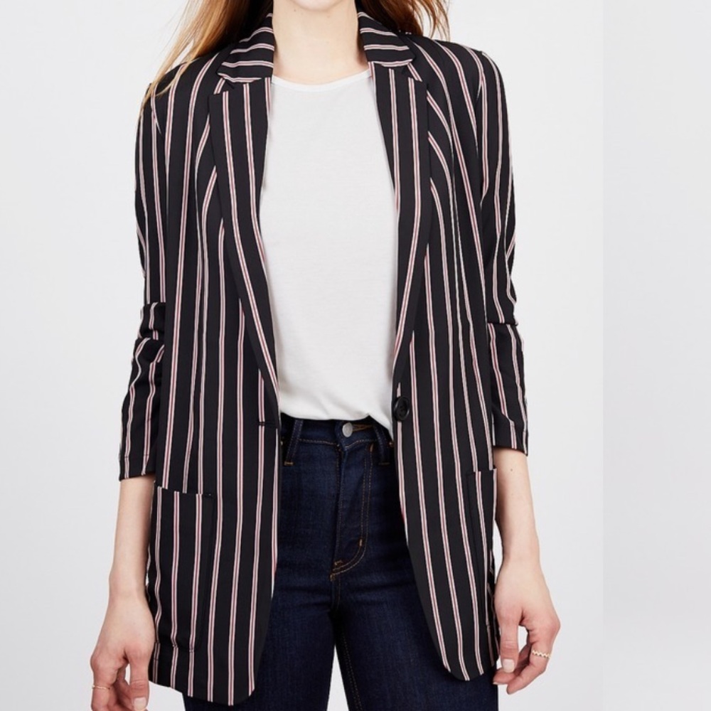 Max Studio Pinstripe Boyfriend Blazer